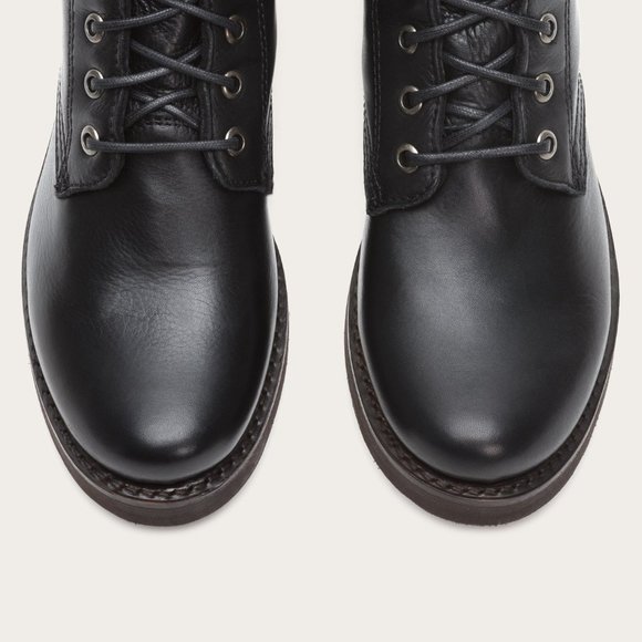 Frye Veronica Combat Black Leather Lace Up Boots - Picture 3 of 16